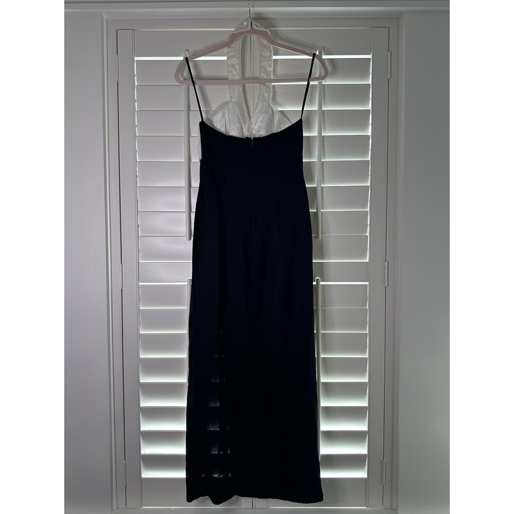 Bari Jay Black White Jeweled‎ Halter Prom Bridesmaid Cocktail Evening Dress 6 - Picture 5 of 9